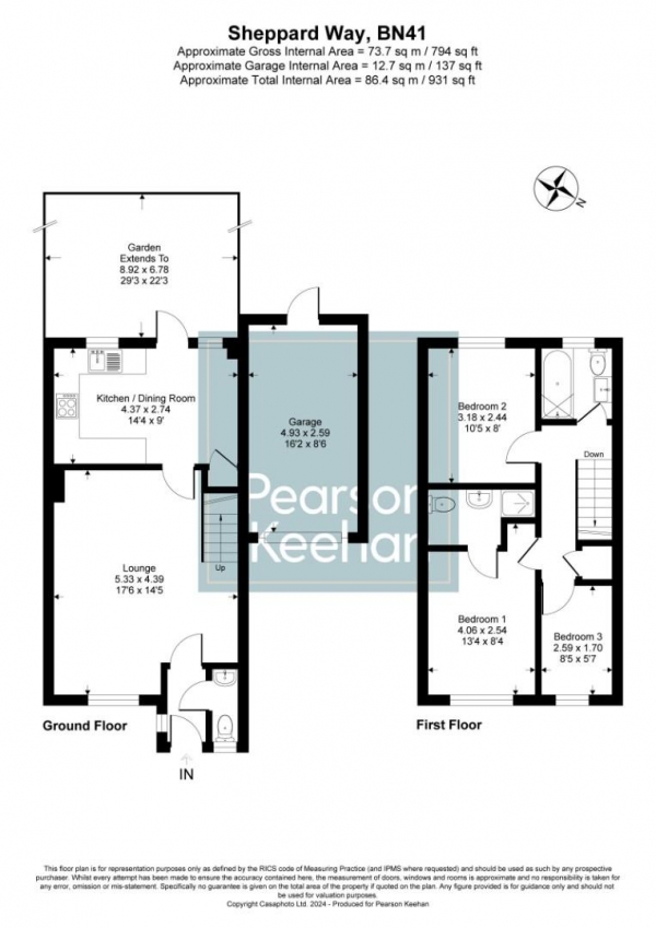 Floor Plan Image for 3 Bedroom Property for Sale in Sheppard Way, Portslade