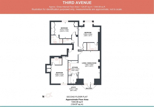 Floor Plan Image for 3 Bedroom Apartment for Sale in Third Avenue, Hove