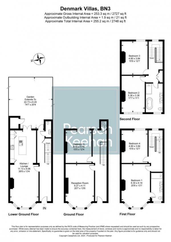 Floor Plan Image for 5 Bedroom Terraced House for Sale in Denmark Villas, Hove