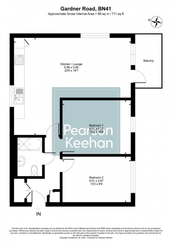 Floor Plan Image for 2 Bedroom Flat for Sale in Gardner Road, Portslade