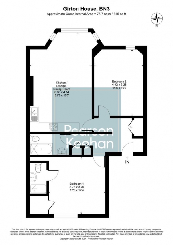 Floor Plan Image for 2 Bedroom Apartment for Sale in Kingsway, Hove