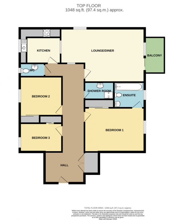 Floor Plan Image for 3 Bedroom Apartment for Sale in Parkmore Close, Woodford Green