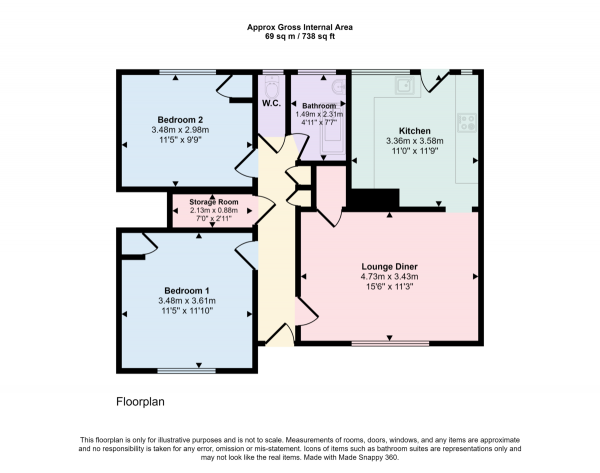 Floor Plan Image for 2 Bedroom Ground Flat for Sale in Roxwell Way, Woodford Green