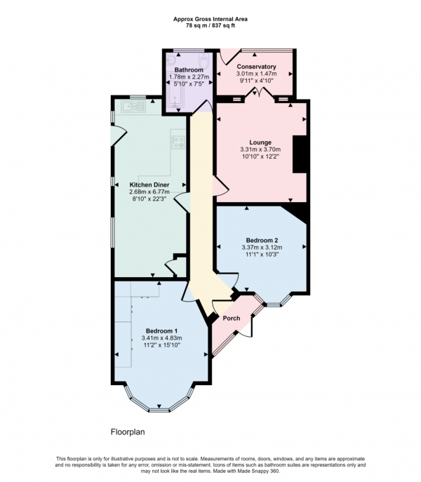 Floor Plan Image for 2 Bedroom Semi-Detached Bungalow for Sale in Prospect Road, Woodford Green