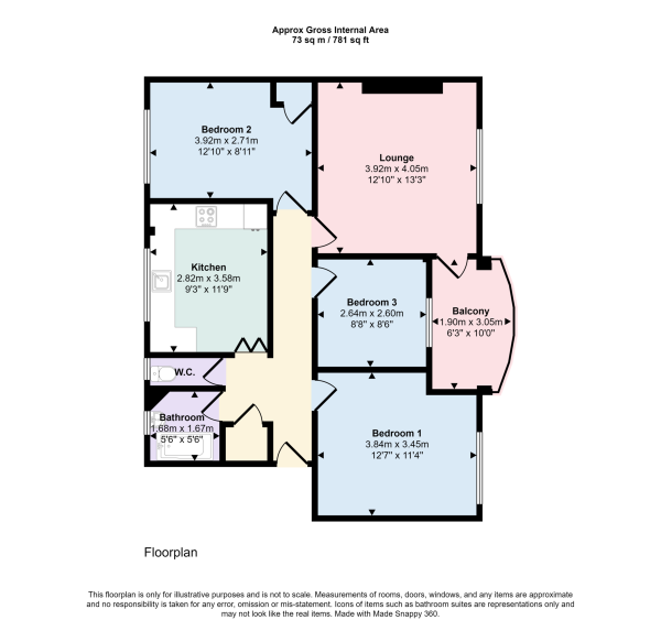 Floor Plan Image for 3 Bedroom Apartment for Sale in Broomhill Road, Woodford Green