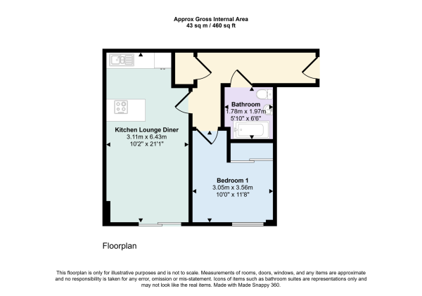 Floor Plan Image for 1 Bedroom Ground Flat to Rent in Queen Mary Avenue, London