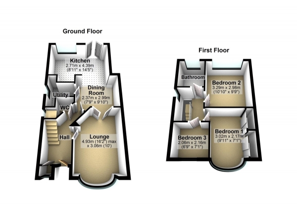 Floor Plan Image for 3 Bedroom Semi-Detached House for Sale in Jiggins Lane, Birmingham