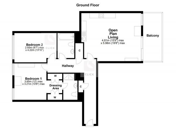 Floor Plan Image for 2 Bedroom Apartment for Sale in Queens College Chambers