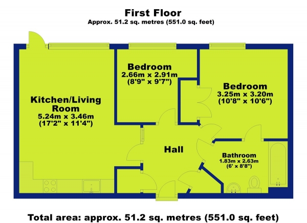 Floor Plan Image for 2 Bedroom Apartment to Rent in The Arena, Standard Hill, Nottingham