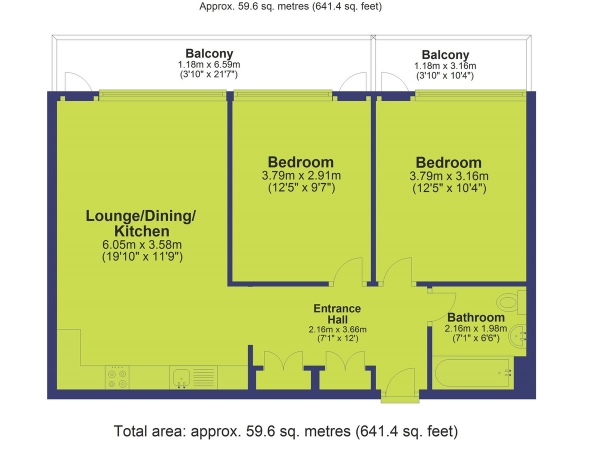 Floor Plan Image for 2 Bedroom Apartment for Sale in Canal Street, Nottingham