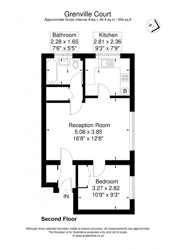 Floor Plan for 1 Bedroom Flat to Rent in Kent Avenue, Ealing, W13, W13, 8BQ - £358 pw | £1550 pcm