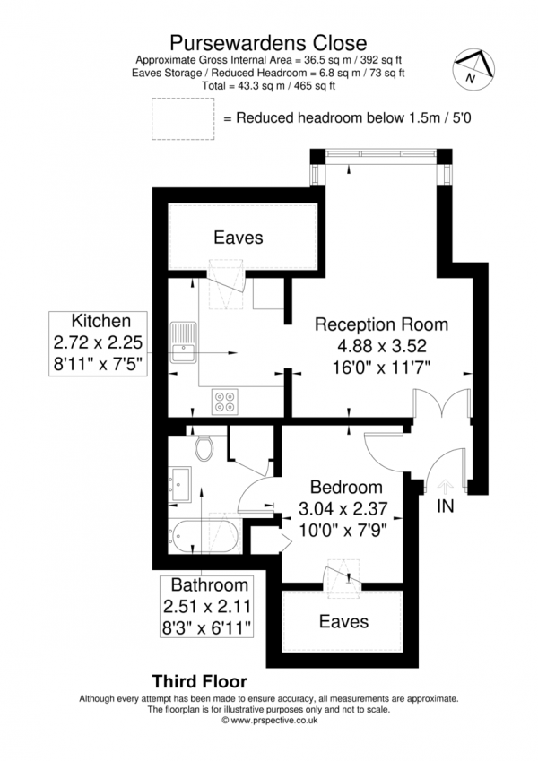 Floor Plan for 1 Bedroom Flat for Sale in Culmington Road, Ealing, W13, 9PN -  &pound345,000