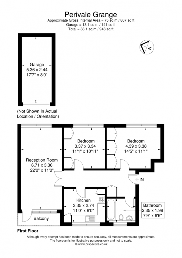 Floor Plan for 2 Bedroom Apartment for Sale in Perivale, Greenford UB6, UB6, 8TN -  &pound419,000