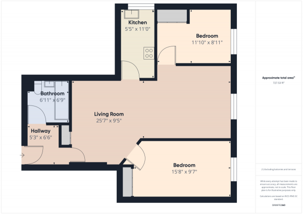 Floor Plan Image for 2 Bedroom Apartment to Rent in The Grove, Ealing W5