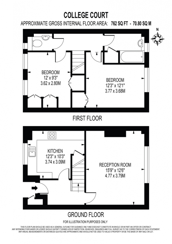 Floor Plan Image for 2 Bedroom Flat for Sale in College Court, The Mall, Ealing W5