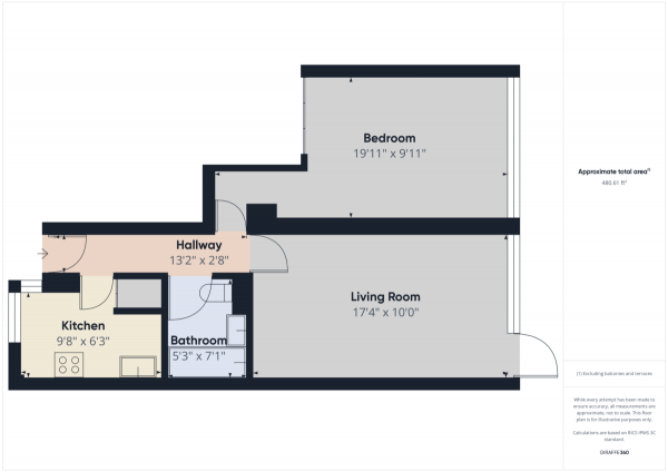 Floor Plan Image for 1 Bedroom Apartment to Rent in Fairlea Place, London W5