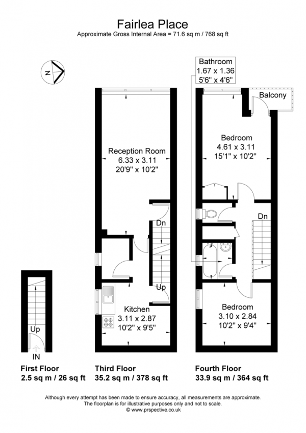 Floor Plan for 2 Bedroom Apartment for Sale in Fairlea Place, Ealing, W5, 1SP - Offers in Excess of &pound335,000