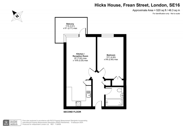 Floor Plan Image for 1 Bedroom Apartment for Sale in Hicks House, Bermondsey