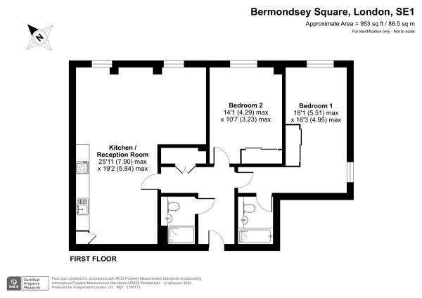 Floor Plan Image for 2 Bedroom Apartment for Sale in Bermondsey Square, Bermondsey, SE1 3FD