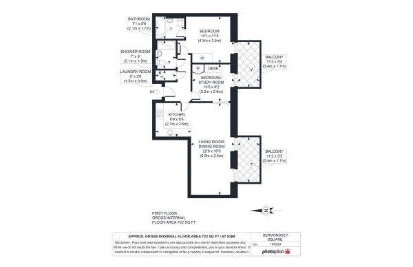 Floor Plan Image for 2 Bedroom Apartment for Sale in Bermondsey Square, Borough