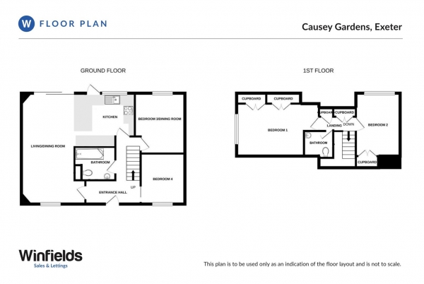 Floor Plan Image for 4 Bedroom Detached Bungalow to Rent in Causey Gardens, Exeter