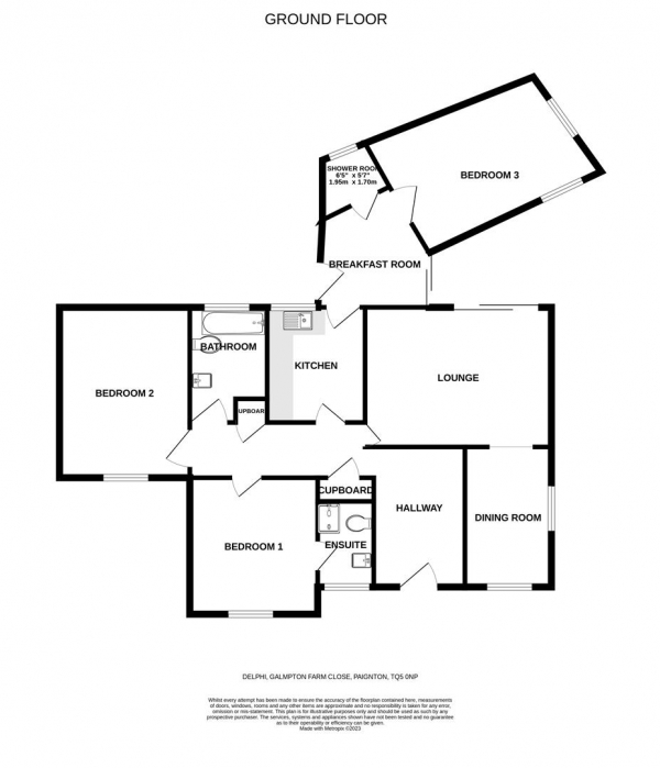 Floor Plan Image for 3 Bedroom Detached Bungalow for Sale in Galmpton Farm Close, Brixham