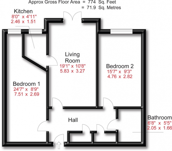 Floor Plan Image for 2 Bedroom Retirement Property for Sale in Willow Close, Poynton, Stockport
