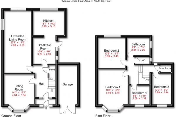 Floor Plan Image for 4 Bedroom Property for Sale in Bramhall Lane South, Bramhall, Stockport