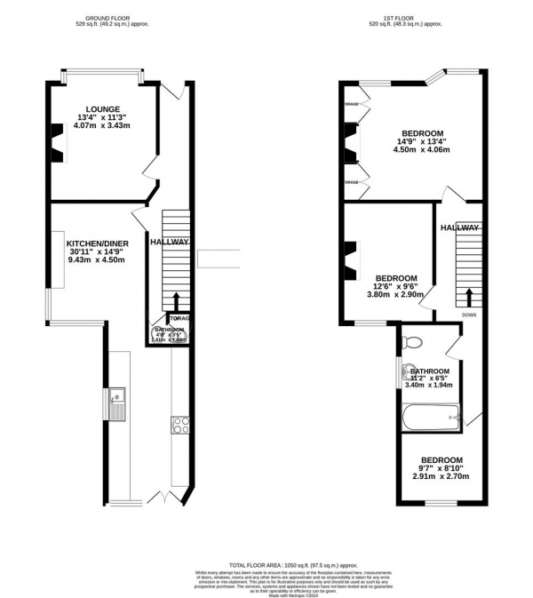 Floor Plan Image for 3 Bedroom Property to Rent in Moss Lane, Bramhall, Stockport
