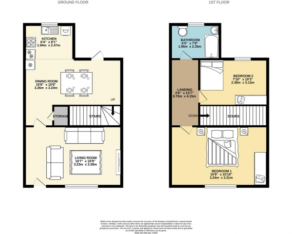 Floor Plan Image for 2 Bedroom Terraced House to Rent in Birch Avenue, Romiley, Stockport