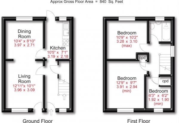 Floor Plan Image for 3 Bedroom Property for Sale in Thurlestone Drive, Hazel Grove, Stockport