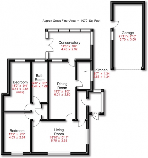 Floor Plan Image for 2 Bedroom Semi-Detached Bungalow for Sale in Grasmere Road, Gatley