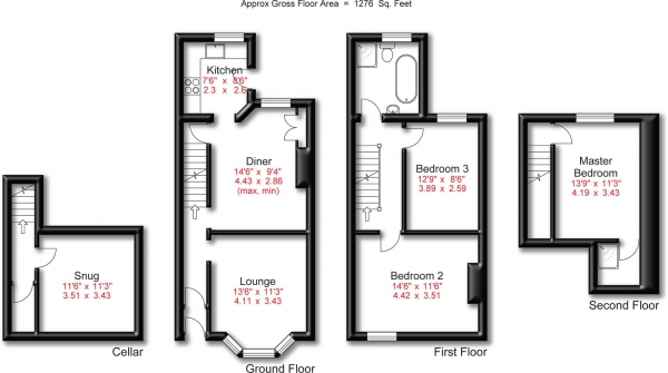 Floor Plan Image for 3 Bedroom End of Terrace House for Sale in Southwood Road, Great Moor, Stockport