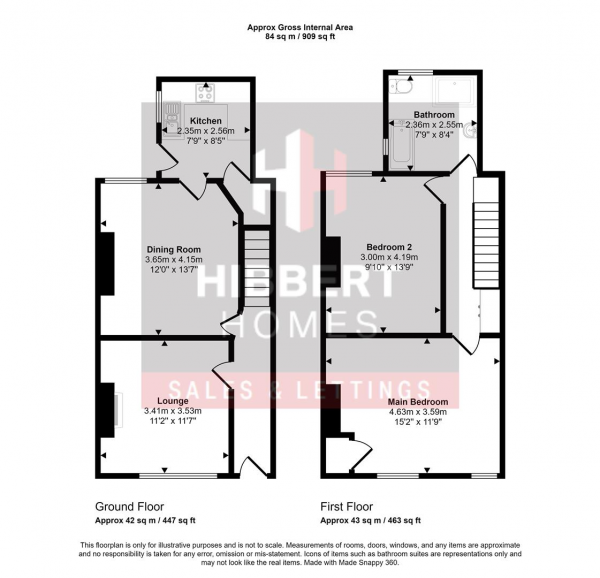 Floor Plan for 2 Bedroom Terraced House to Rent in Kimberley Street, Stockport, SK3, 8EB - £288 pw | £1250 pcm