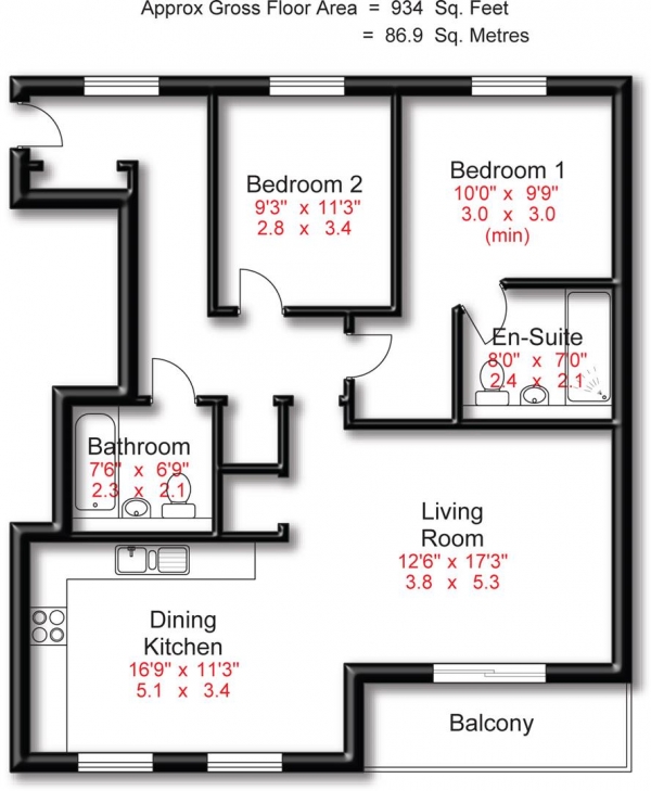 Floor Plan Image for 2 Bedroom Apartment for Sale in Richards Street, Woodford, Stockport