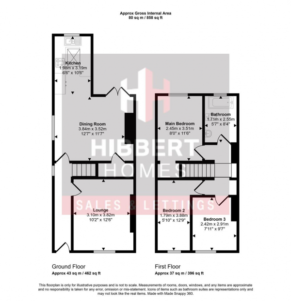 Floor Plan Image for 3 Bedroom End of Terrace House to Rent in Brownlow Avenue, Royton