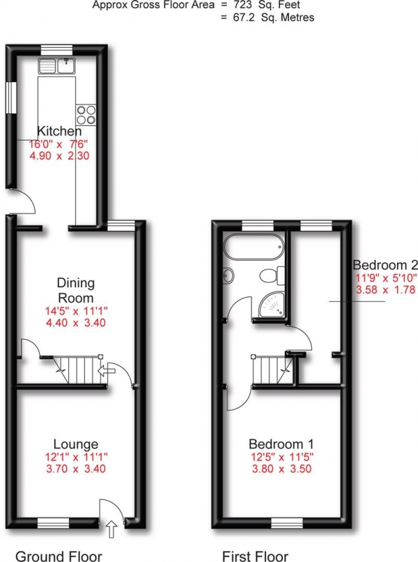 Floor Plan Image for 2 Bedroom Terraced House for Sale in Crescent Grove, Cheadle