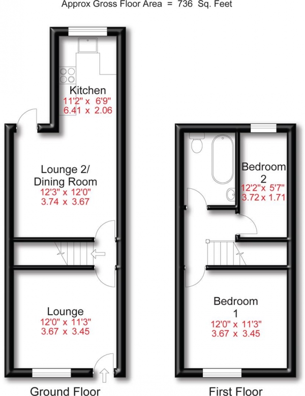 Floor Plan Image for 2 Bedroom End of Terrace House for Sale in Llanfair Road, Edgeley, Stockport