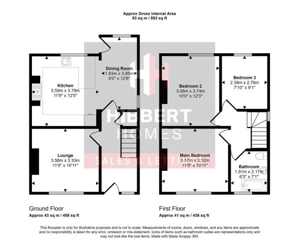 Floor Plan Image for 3 Bedroom Property to Rent in South View, New Mills