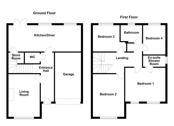 Floor Plan Image for 4 Bedroom Detached House for Sale in Willow View, Castleford