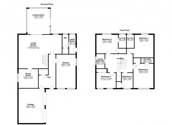 Floor Plan Image for 5 Bedroom Detached House for Sale in Fairways Court, Darrington, Pontefract