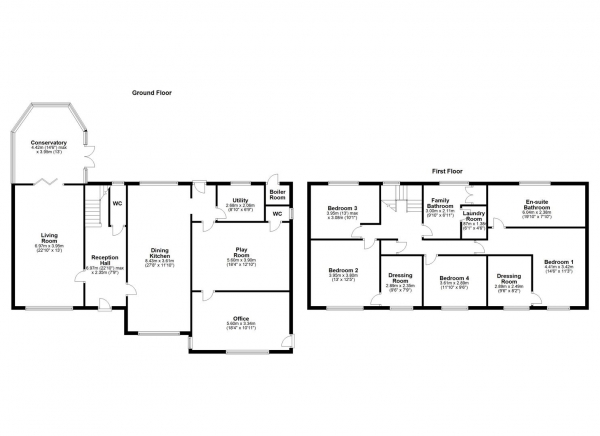 Floor Plan for 4 Bedroom Detached House for Sale in HALLMARK FINE HOMES | Cobcroft Lane, Cridling Stubbs, Knottingley, WF11, 0AZ -  &pound650,000