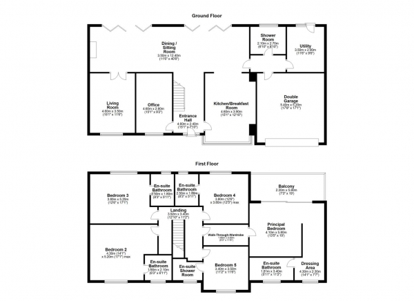 Floor Plan for 5 Bedroom Detached House for Sale in HALLMARK FINE HOMES | Baghill Road, West Ardsley, WF3, 1DF -  &pound995,000