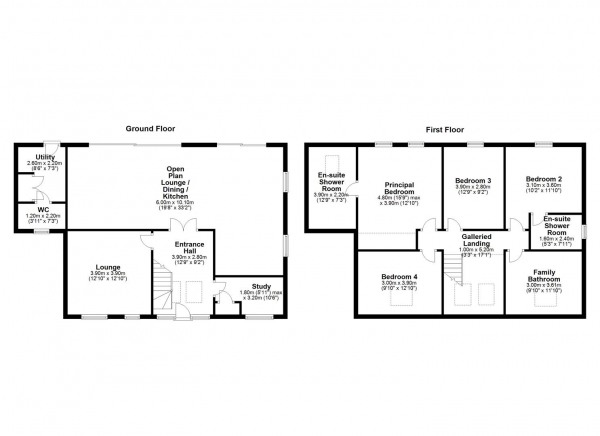 Floor Plan for 4 Bedroom Detached House for Sale in HALLMARK FINE HOMES | The Paddocks, Woodhouse Lane, East Ardsley, Wakefield, WF3, 2JZ -  &pound875,000