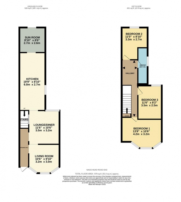 Floor Plan Image for 3 Bedroom Property for Sale in Nags Head Road, Enfield, EN2