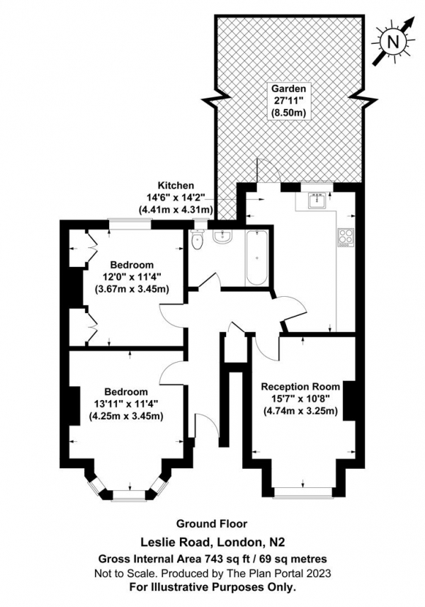 Floor Plan for 2 Bedroom Maisonette for Sale in Leslie Road, East Finchley, N2, N2, 8BJ -  &pound585,000