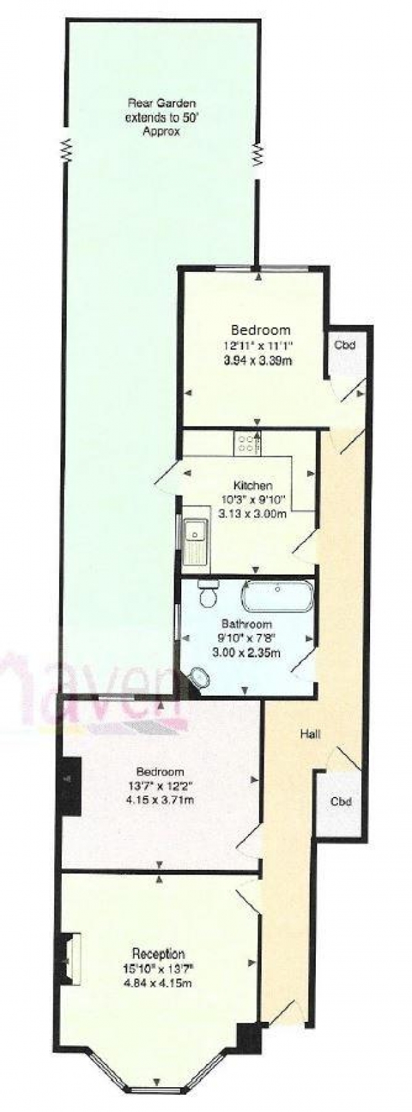 Floor Plan for 2 Bedroom Flat for Sale in Sedgemere Avenue, East Finchley, N2, N2, 0SY -  &pound600,000