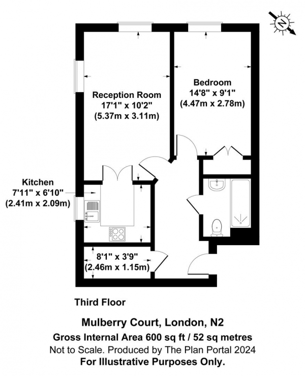 Floor Plan Image for 1 Bedroom Apartment for Sale in Mulberry Court, East Finchley, N2