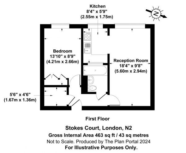 Floor Plan Image for 1 Bedroom Apartment for Sale in Stokes Court, East Finchley, N2