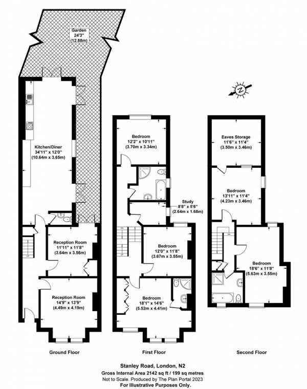 Floor Plan Image for 5 Bedroom Property to Rent in Stanley Road, East Finchley. N2